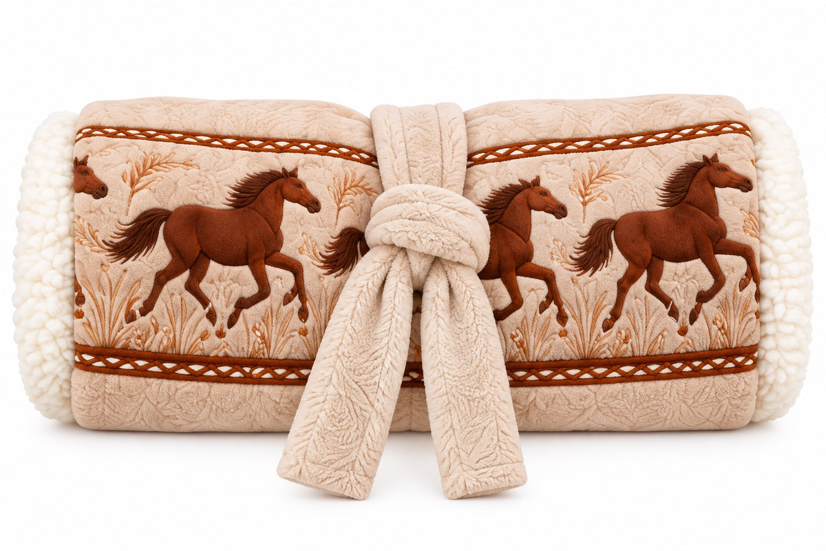 Equestrian Heated Robe, rolled up