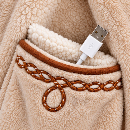 Equestrian Heated Robe, USB plug in the pocket